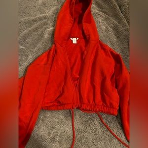 Small red H&M cropped zipup